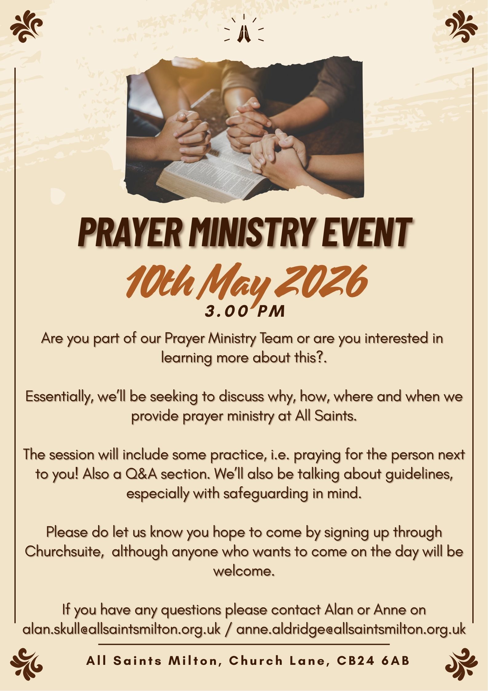 Prayer ministry event